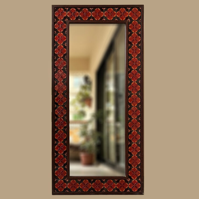 WALL FLOWER MIRROR (RED AND BROWN)